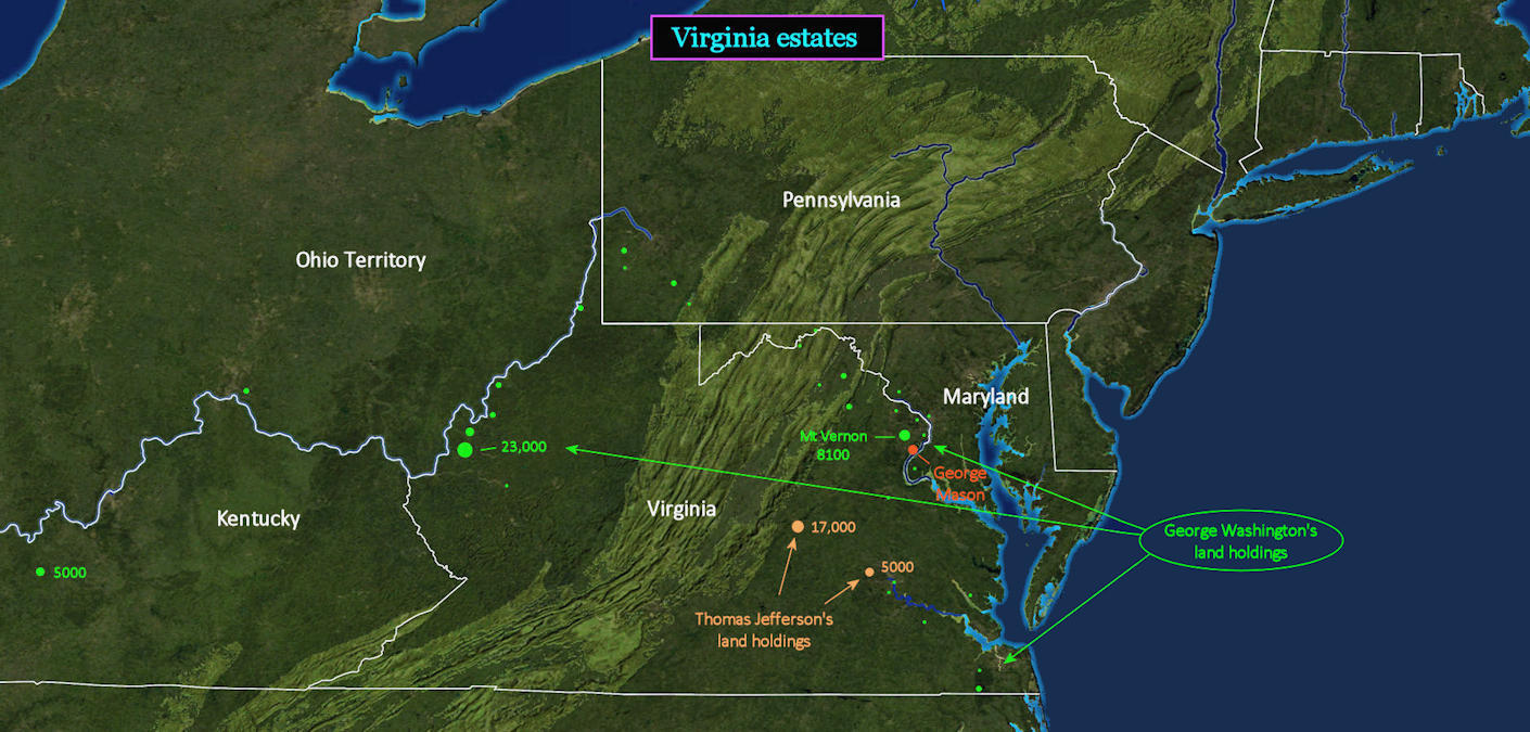 Virginia estates, 1800s map